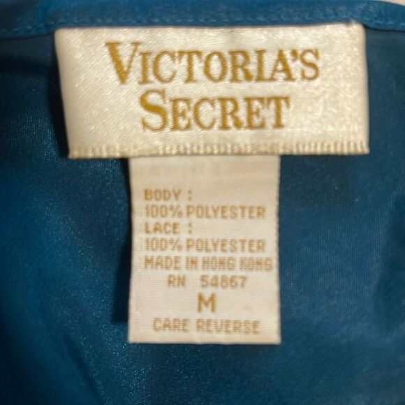 Vintage Victoria’s Secret Gold Label Teal Satin Lace Nightgown – Size M - Picture 2 of 9